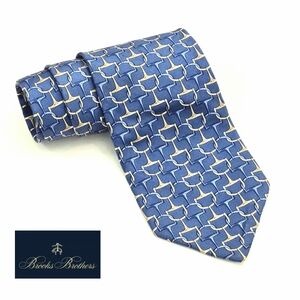 Y2K Brooks Brothers Makers 90's Blue & Gold Horsebit Vintage Silk Necktie